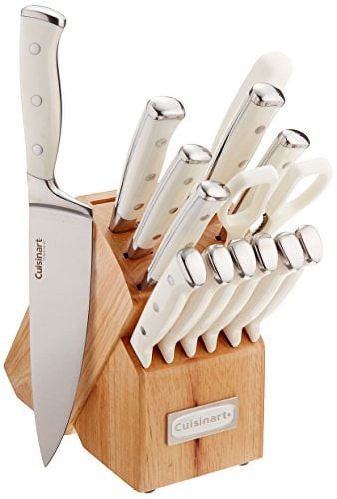  Cuisinart Forged Triple Rivet, 15-Piece Knife Set w/ Block,  Superior High-Carbon Stainless Steel Blades for Precision & Accuracy,  White/Charcoal Grey : Home & Kitchen