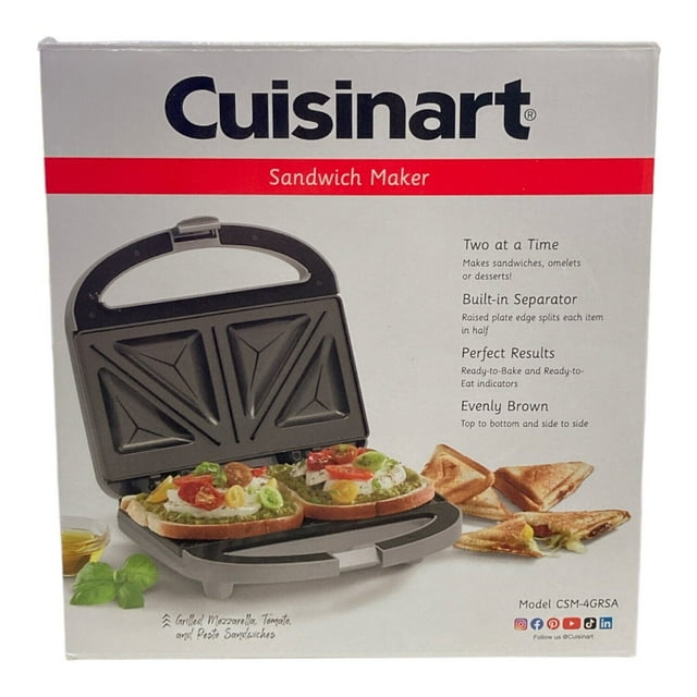 Cuisinart CSM4GRSA Sandwich Maker, Gray