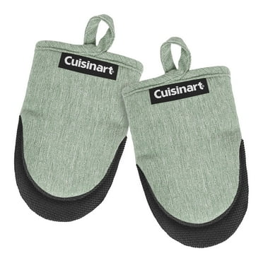 Cuisinart Chambray Mini Oven Mitts – 5.5” x 7”, Non-Slip Neoprene Palm (Sage)