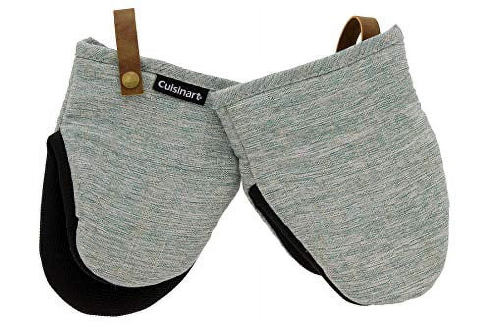 Cuisinart Chambray Neoprene Mini Oven Mitts, 2pk Non-Slip Grip, Faux  Leather Loop - Ideal Set for Handling Hot Cookware, Bakeware- Gray 