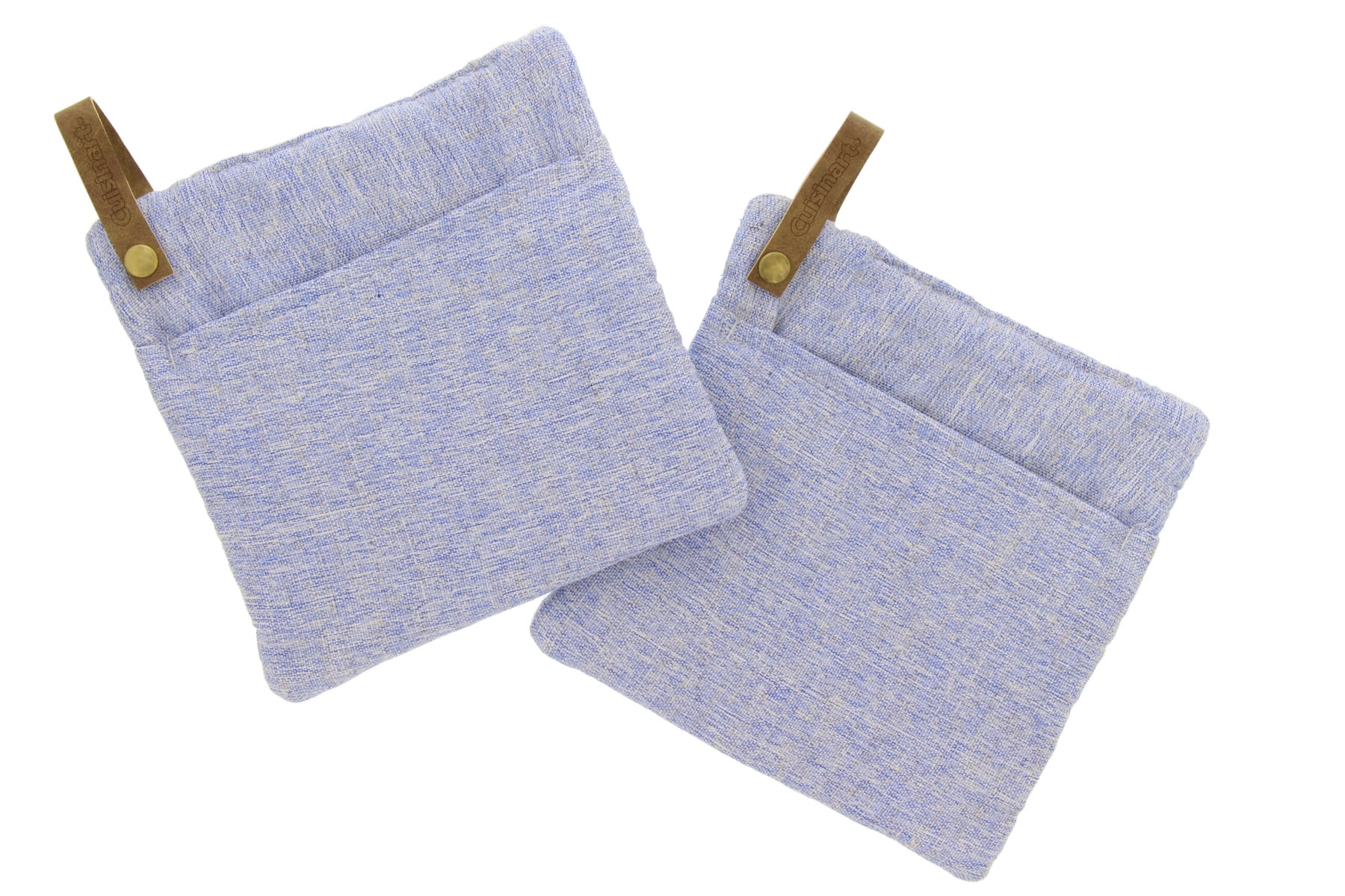 Cuisinart Space Dyed Linen-Look Oven Mitts with Leather Straps, Set of 2