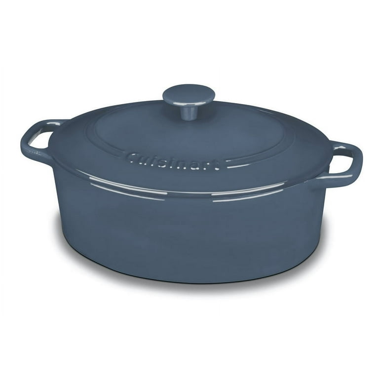 Cuisinart CI755-30BG Cast Iron Casserole, 5.5 qt Oval Covered, Enameled Blue