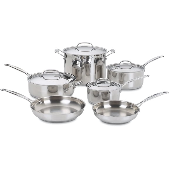 Open Box Cuisinart Chefs Classic 10-Piece Stainless Steel Cookware Set