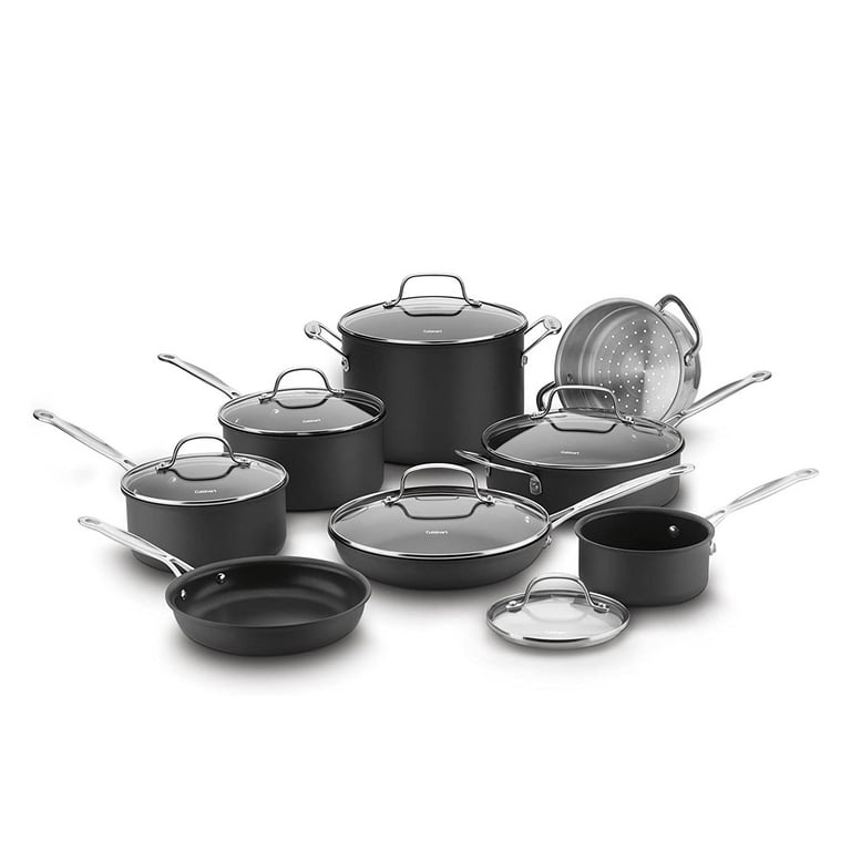 Real Living Black Non-Stick 14-Piece Rivet Handle Cookware Set