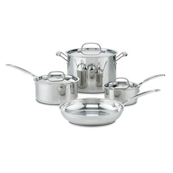 7-Piece Stainless Steel Non-Stick Saucepan and Skillet Set