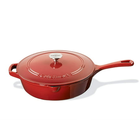 Cuisinart Chef's Classic Enameled Cast Iron 12 Inch Chicken Fryer, Red