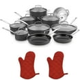 thumbnail image 1 of Cuisinart Chef's Classic Non-Stick Hard Anodized, 17 Piece Set, Black (66-17N) with 2x Deco Gear Red Oven Mitt, 1 of 5