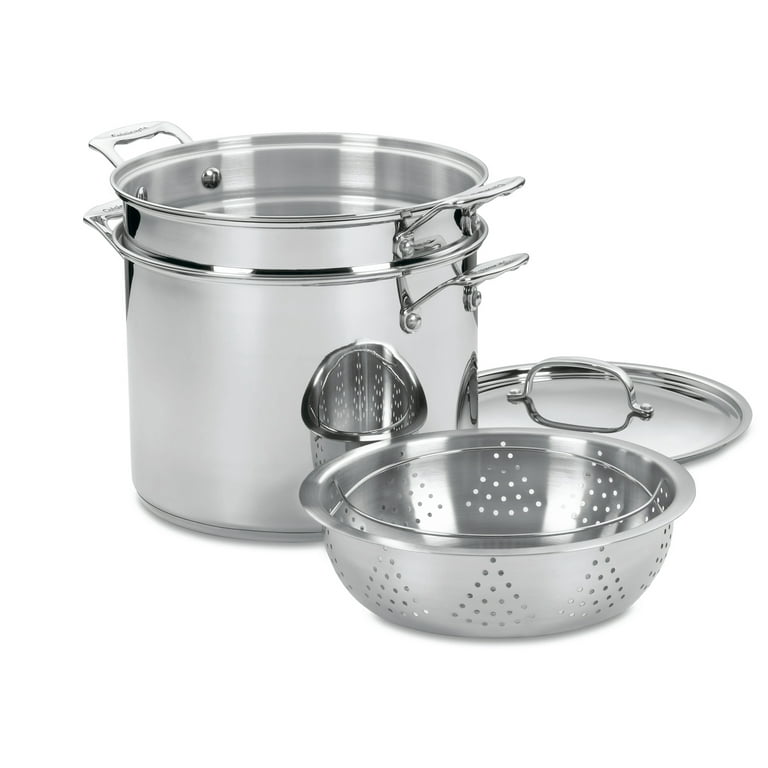 Chef's Classic 12 qt. Stainless Steel Pasta Pot with Lid and Steamer Insert Chef's Classic 12 qt. Stainless Steel Pasta Pot with Lid and Steamer Insert