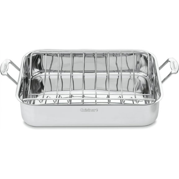 Cuisinart 16-Inch Roaster, Chef's Classic Rectangular Roaster with Rack, Stainless Steel, 7117-16URP1