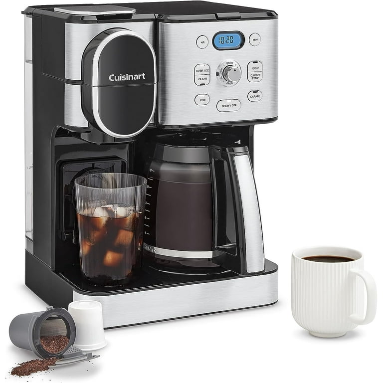 Cuisinart Coffee Maker 12 Cup Glass Carafe Automatic Hot Iced Coffee Maker Single Server Brewer Stainless Steel SS 16 Walmart