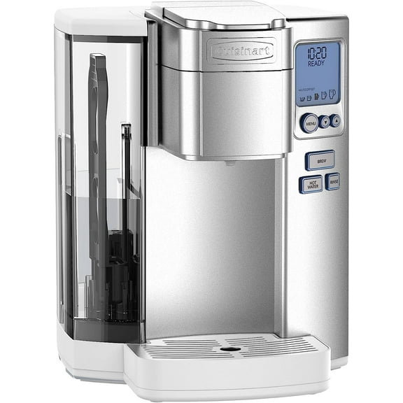 Cuisinart Coffee Maker, Single Serve 72-Ounce Reservoir Coffee Machine, Programmable Brewing & Hot Water Dispenser, Stainless Steel SS-10WP1, White