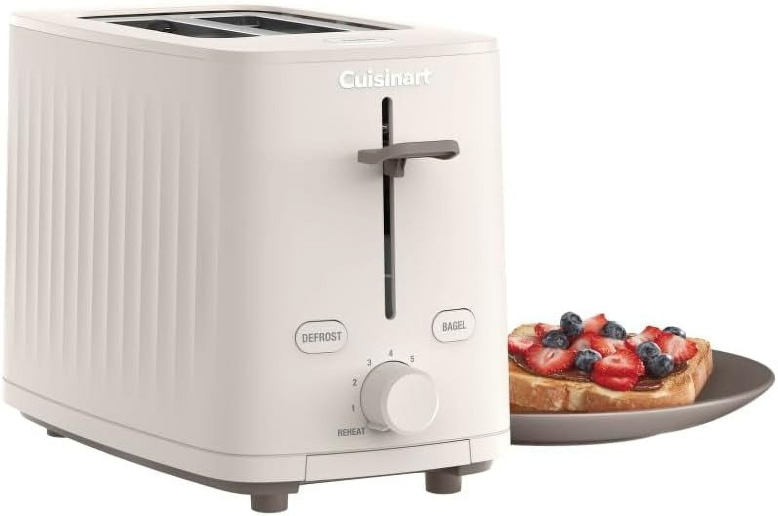 Cream Stainless Steel 2-Slice Toaster with Wide Slot