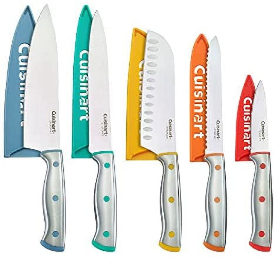 Cuisinart C55-7PCE Ceramic Coated Cutlery Set with Color End Caps & Acrylic  Stand, 7 pc