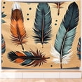 thumbnail image 1 of Tribal Boho Decorative Durable Wall Hanging Tapestry for House Bedroom Dorm Home College Deco 51x59 Inch Washable Decorative Big Tapestry Feathers Vibrant Leaves Tapestries, 1 of 7