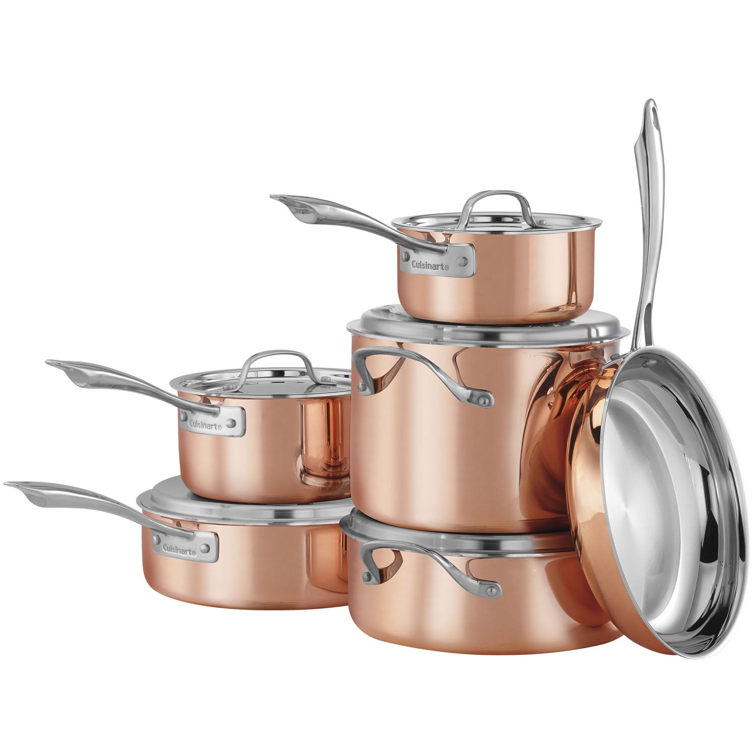 Cuisinart CTPP-8 Copper Collection Cookware Set Medium Copper Bundle with  Cuisinart Wall Mounted Oval Cookware Rack Stainless Steel 