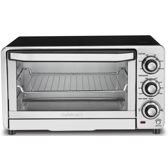 Cuisinart Custom Classic Toaster Oven Broiler, 1800 Watt Countertop Toaster Oven to Bake, Broil, and Toast, Non-Stick Interior, Consistent Toast Control, Brushed Stainless Steel/Black, TOB-40N