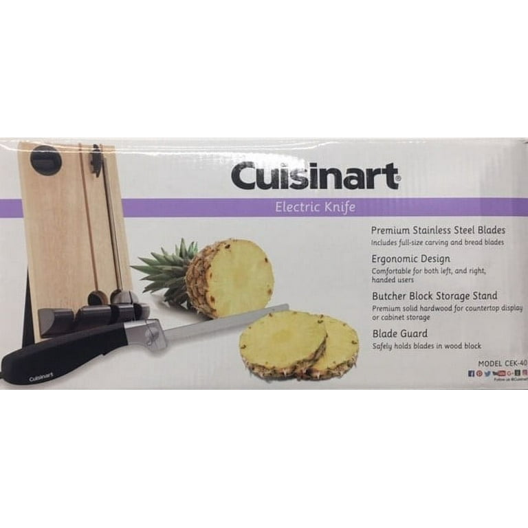 Cuisinart CEK-40 Electric Knife 2 Steel Blades Butcher Block Stand