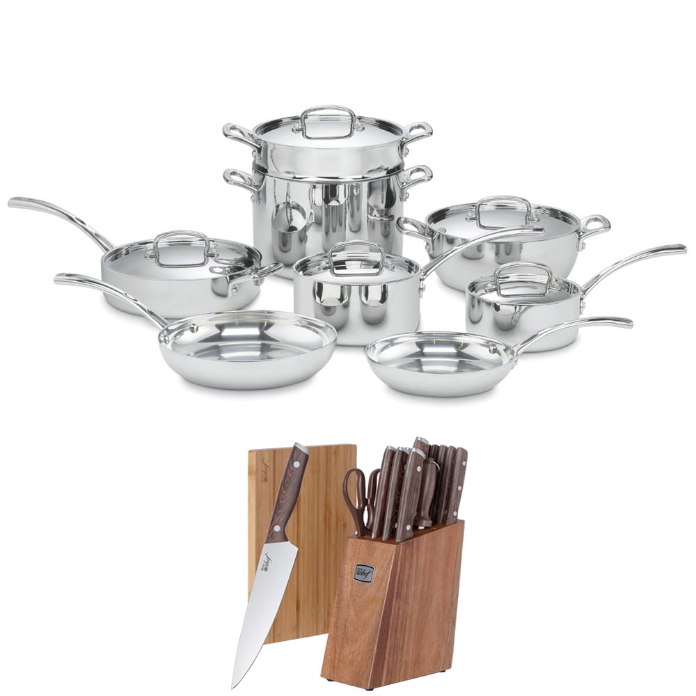 Cuisinart French Classic Tri-Ply Stainless 13-Piece Cookware Set, Silver