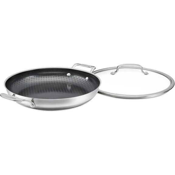 Cuisinart FusionPlus Hybrid Stainless Steel Cookware, 12-Inch Round Griddle Pan with PFAS-Free PURELYSEAR Ceramic Technology, Scratch Proof, Cool Grip Handles, Dishwasher Safe