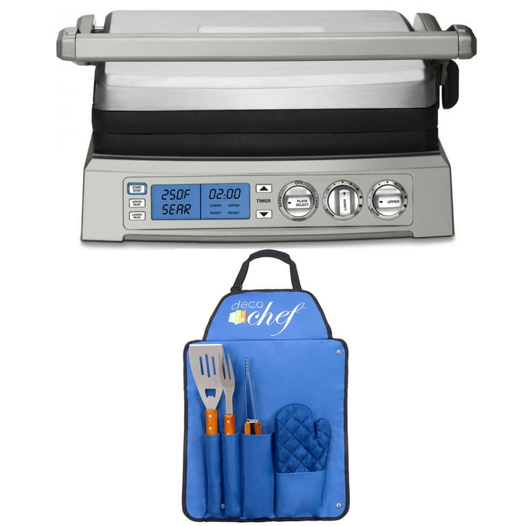 Cuisinart GR 300 Elite Griddler Stainless Steel w Deco Gear 3 Piece BBQ Tool Walmart