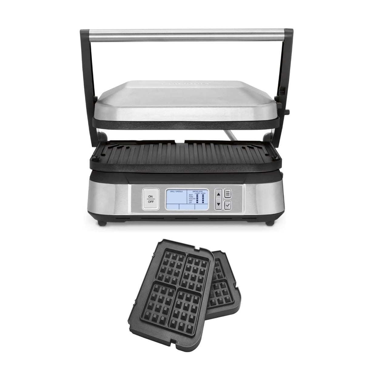 Cuisinart GR6S Stainless Steel Griddler with Smokeless Mode and Waffle Plates