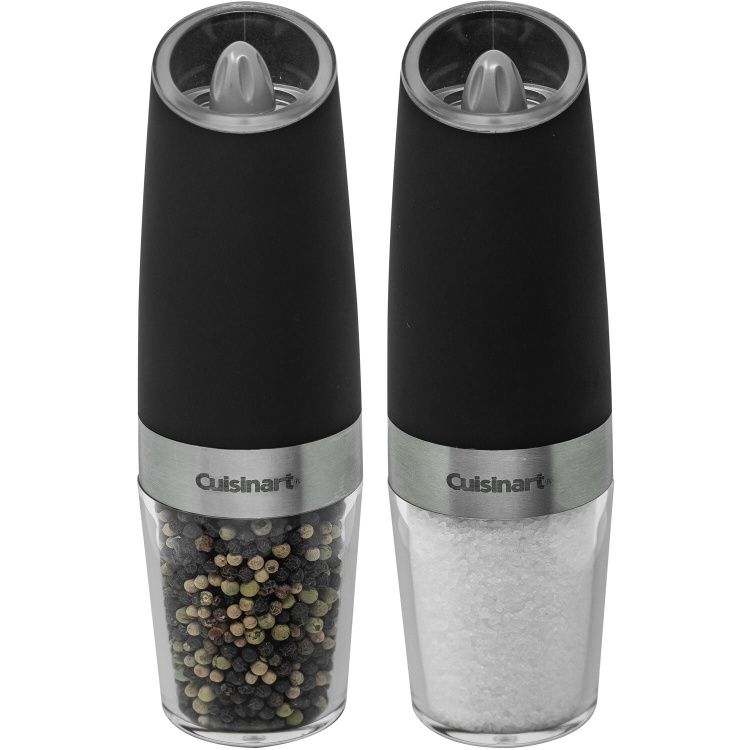 Electric Salt and Pepper Grinder Set, Black and White with Gravity-Activated Operation | Set of Automatic Refillable Pepper and Salt Mill (2 Pack)