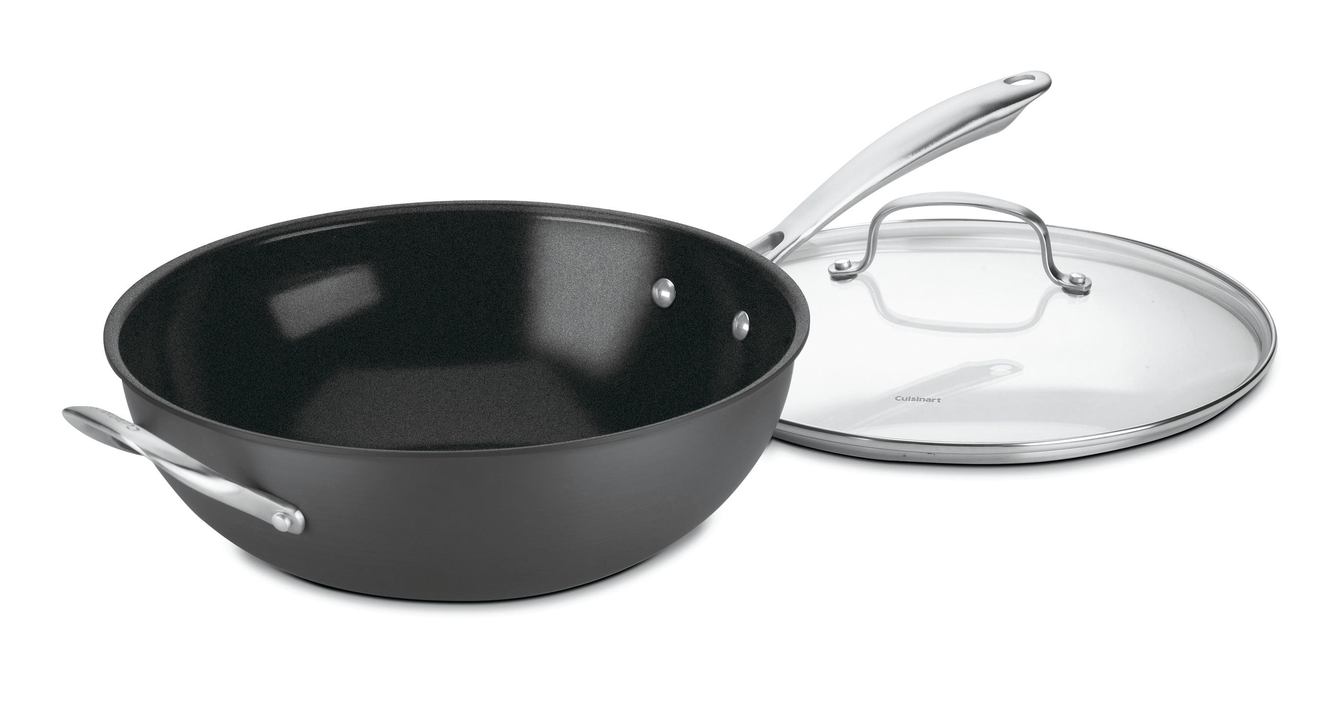 Cuisinart Green Gourmet Hard Anodized Eco Friendly Non-Stick 12" Stir Fry Wok with Glass Cover