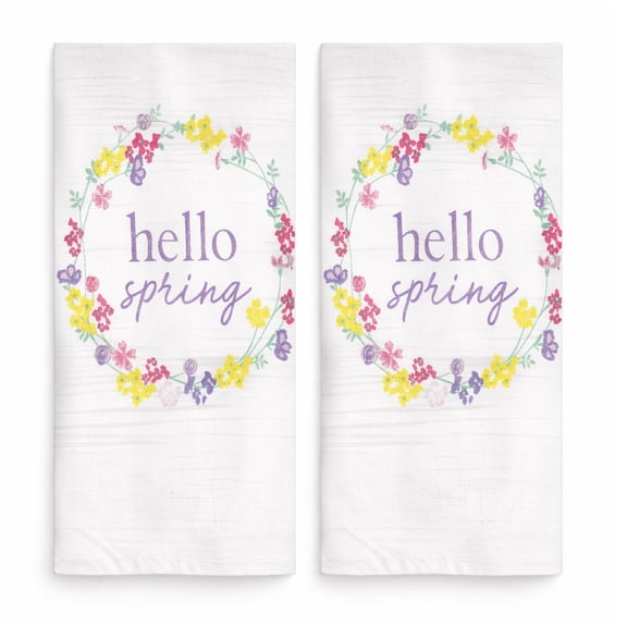 Cuisinart Hello Spring Kitchen Towels, 2-Pack, White