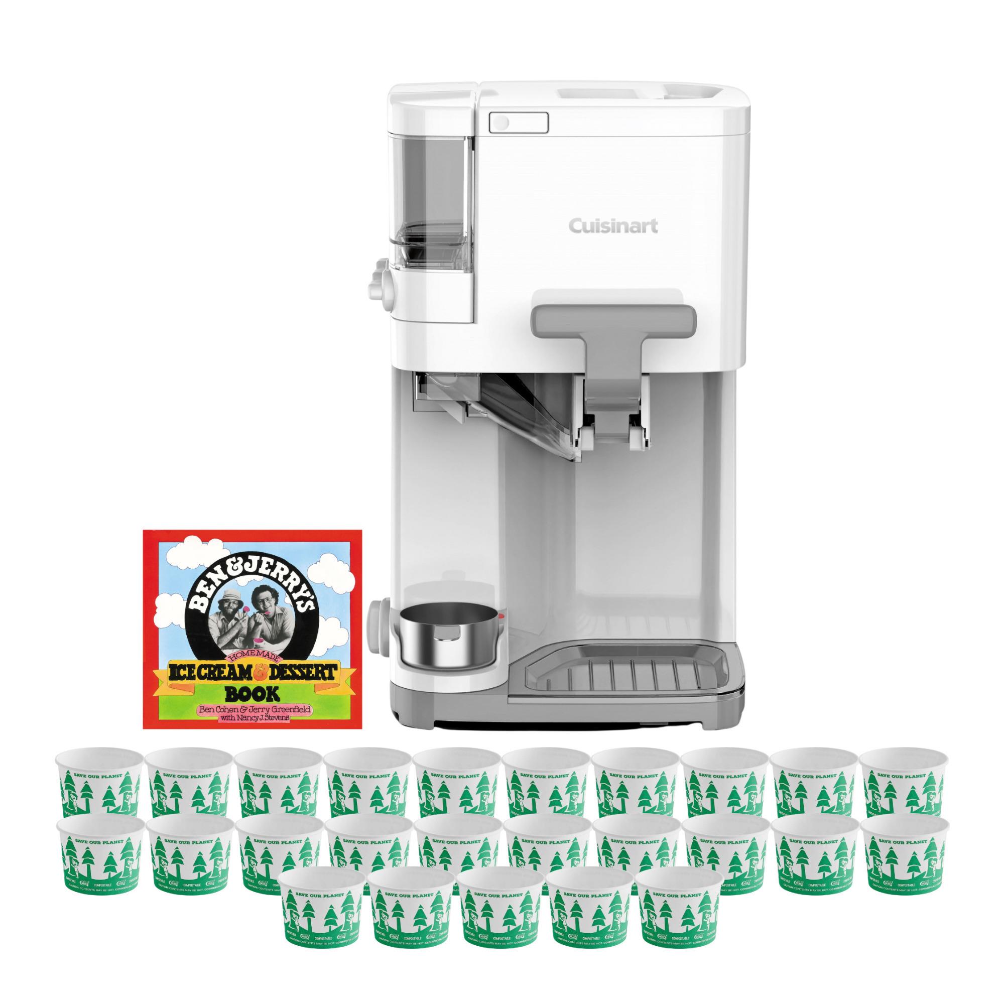 Cuisinart Mix It In Soft Serve 1.5 Quart Ice Cream Maker White with Paper Cups and Recipes Book Walmart