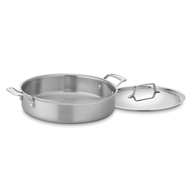 Cuisinart MultiClad Pro 13" Round 5.5 qt Stainless Steel Casserole Dishes, Dishwasher Safe