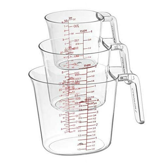 Cuisinart Nesting Measuring Cup Collection 1-3 Cup Plastic Stackable Measuring Cups With Handles, Clear