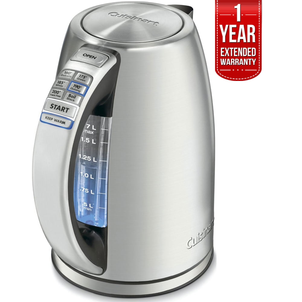 Cuisinart PerfectTemp Cordless Electric Kettle Brushed Stainless Steel  (CPK-17) with 1 Year Extended Warranty 