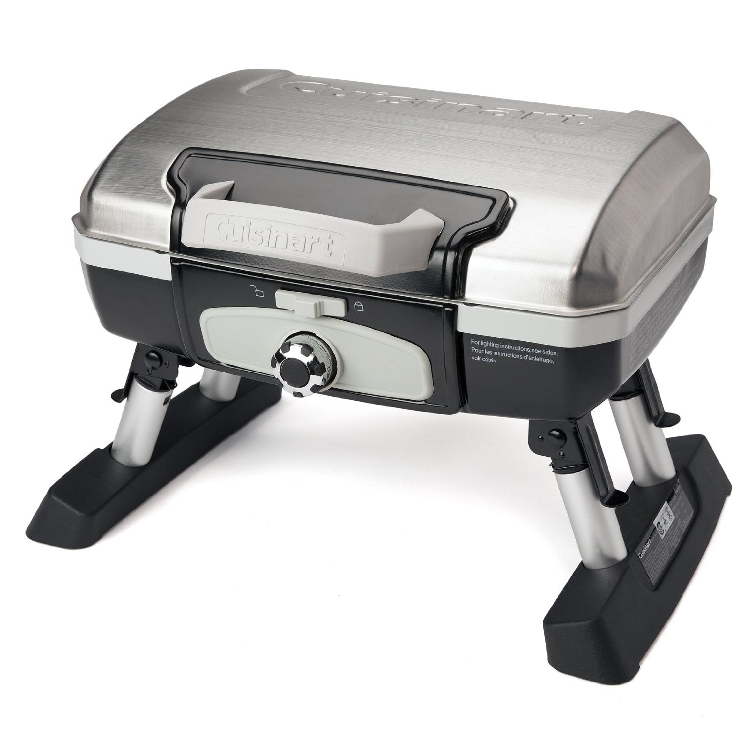 Cuisinart Portable Stainless Steel Propane Grill - 146 Sq In Cooking  Surface, 8000 BTU Burner, Compact Design - Ideal for Camping, Tailgating,  and More at