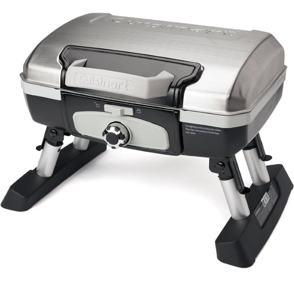 Cuisinart Petite Gourmet Portable Gas Grill, Compact Portable Grill Propane, 150 Sq. In. Cooking Surface, 5,500 BTU Burner Small Gas Grills for Camping