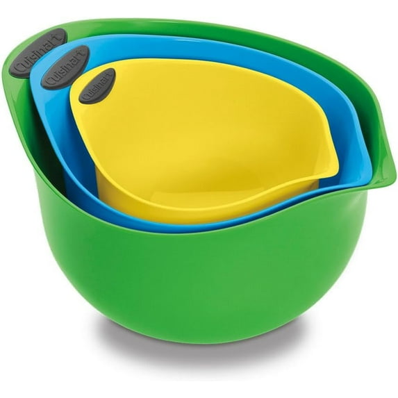 Cuisinart Plastic Set of 3 BPA-free Mixing Bowls, Multicolored