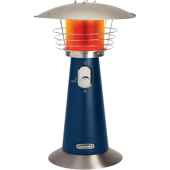 Cuisinart Portable Tabletop Patio Heater, 11,000 BTU Outdoor Propane Heater with Safety Tilt Switch and Adjustable Heat, Burner Screen Guard- Navy