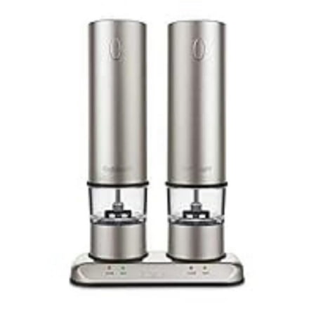 Cuisinart Rechargeable Electric Salt & Pepper Mill Set in Brushed Stainless Steel SP-4 Newest Model, 2.61"W x 3.94"H