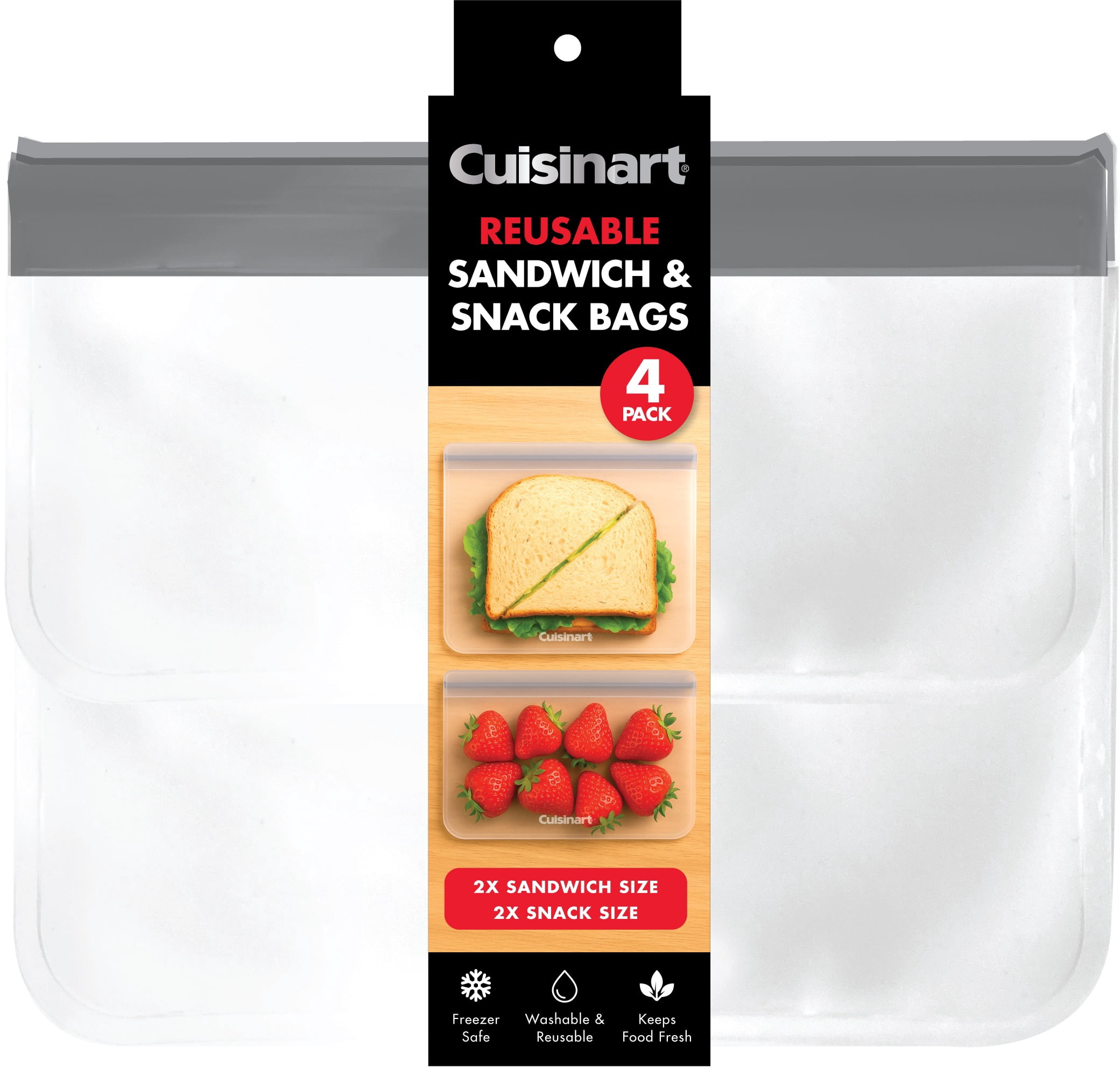 Cuisinart Reusable Sandwich and Snack Food Storage Bags, 4-Pack