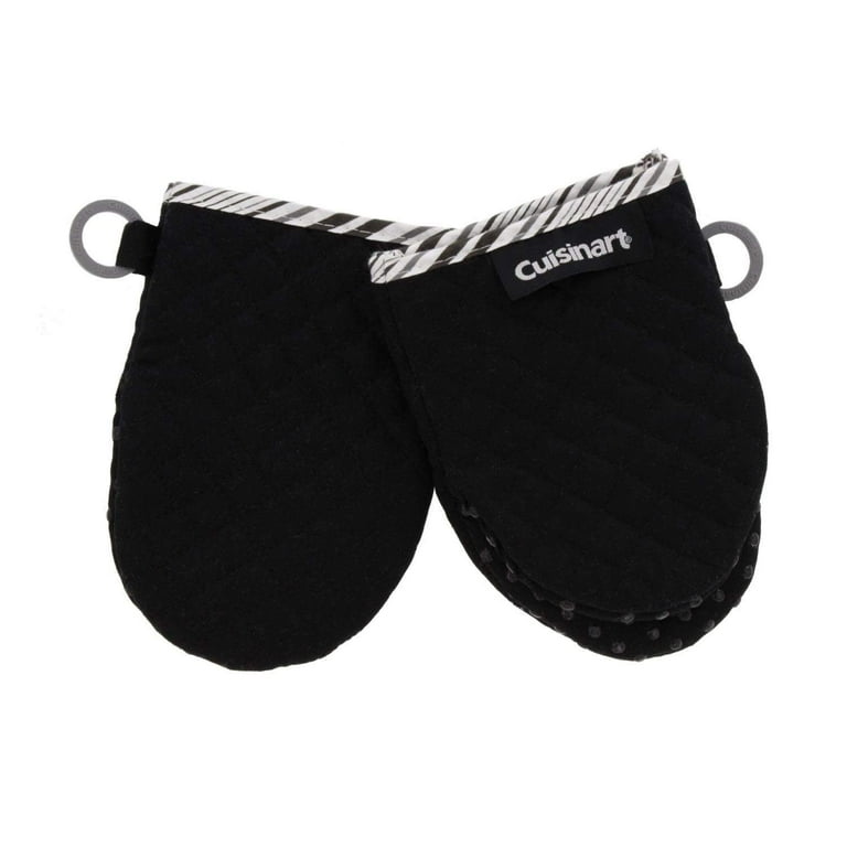 Cuisinart Silicone Mini Oven Mitts, 2pk - Little Oven Gloves for Cooking -  Heat Resistant, Non-Slip Grip, Hanging Loop, 5.5 x 7.5 Inches - Ideal for  Handling Hot Kitchen, Bakeware Items - Jet Black 
