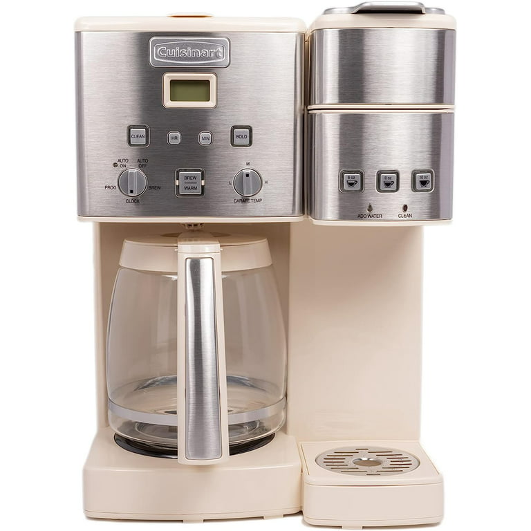 Cuisinart Single Serve + 12 Cup Coffee Maker, Offers 3-Sizes: 6-Ounces,  8-Ounces and 10-Ounces, Cream, SS-15P1CRM 