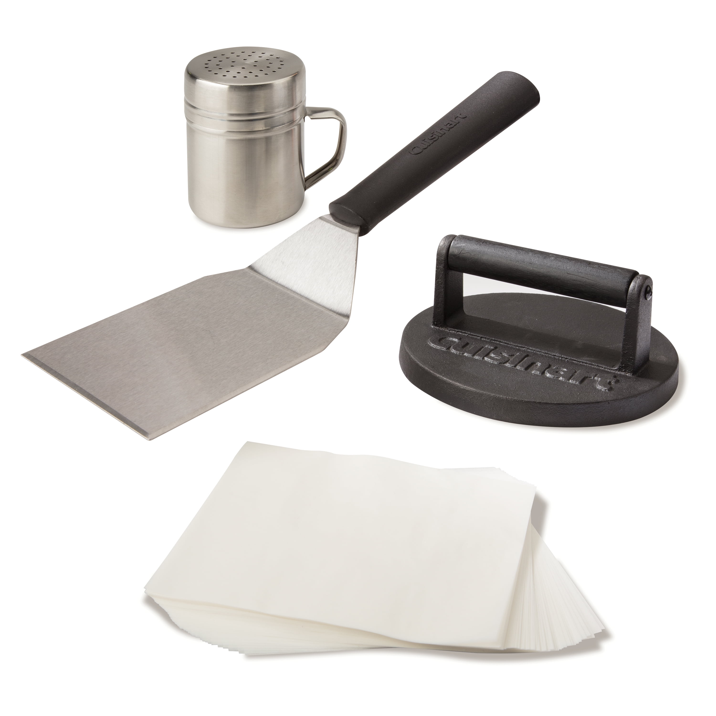 Cuisinart Smashed Burger Kit with Cast Iron Burger Press, Patty Papers