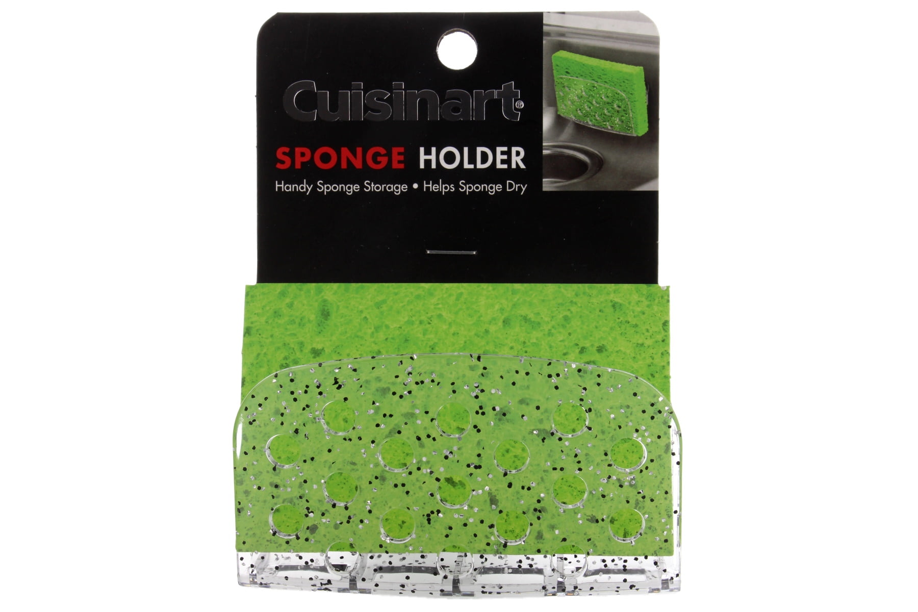 Cuisinart Sponge Holder for Kitchen Sink ? This Plastic Sink Caddy Helps Your Sponge Dry, Keep Your Kitchen Organized ? Strong Suction Cups, No Metal or Rust, Easy To Remove ? Clear