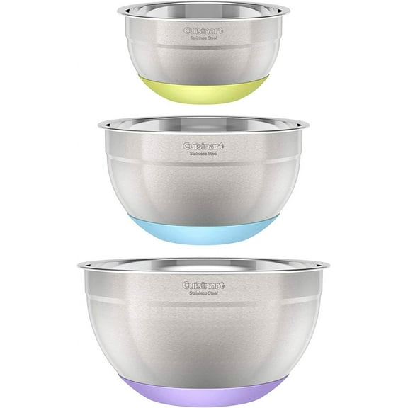 Cuisinart 3-Piece Stainless Steel Mixing Bowls with Nonslip Base, 1.5qt, 3qt & 5qt