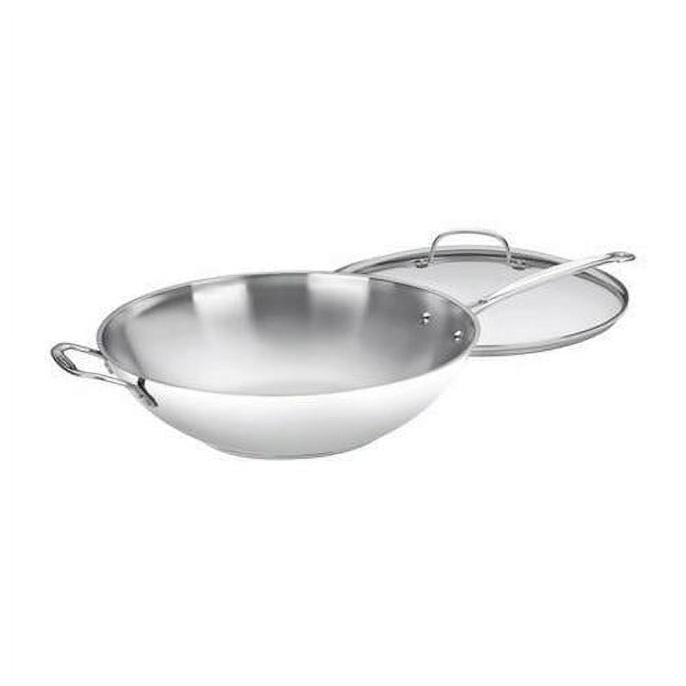Stainless Steel 14-Inch Stir-Fry Pan with Glass Lid