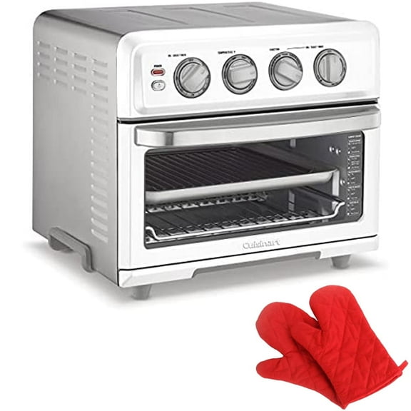 Cuisinart TOA-70W AirFryer Toaster Oven with Grill White Bundle with Deco Chef Pair of Red Heat Resistant Oven Mitt