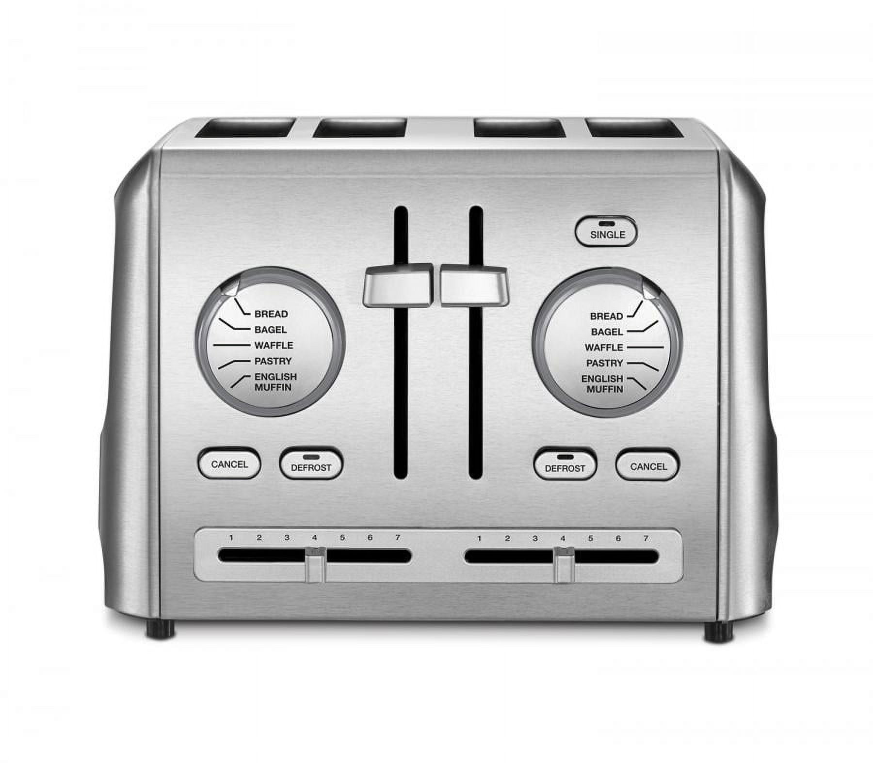 Stainless Steel 4-Slice Wide Slot Toaster with Crumb Tray