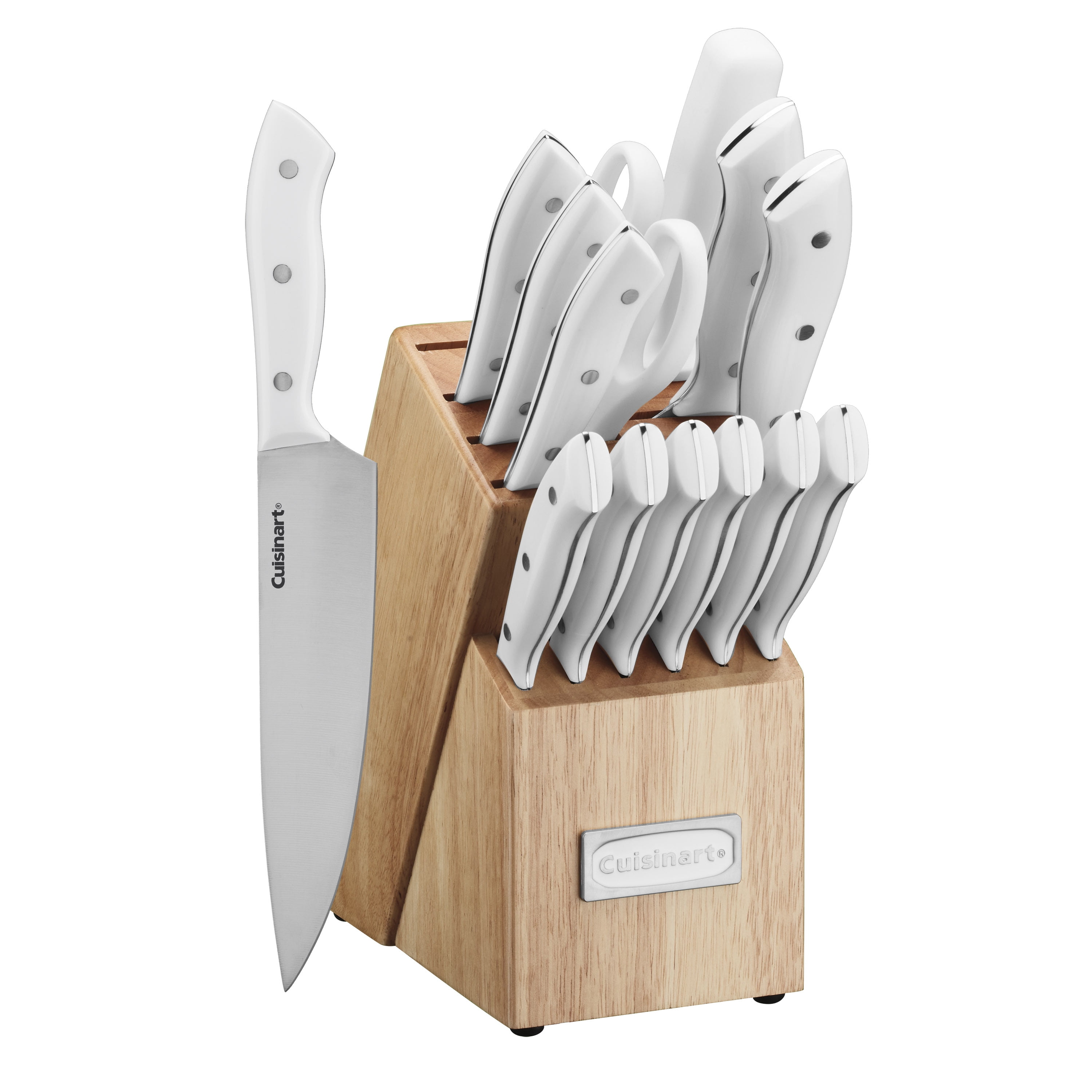 Triple Riveted Slim Knife Block Set With Built in Sharpener 14-piece in  White Tools Free Shipping Set of Kitchen Knives Cleaver - AliExpress