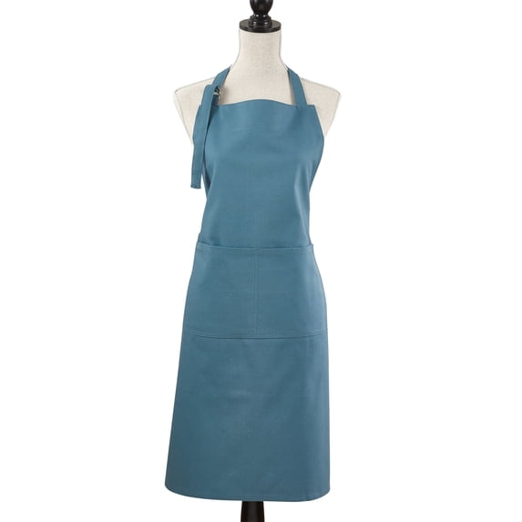 Cuisine Denim Cooking Kitchen 100% Cotton Full Sized Apron with Large Single Front Pocket (Blue-Grey)