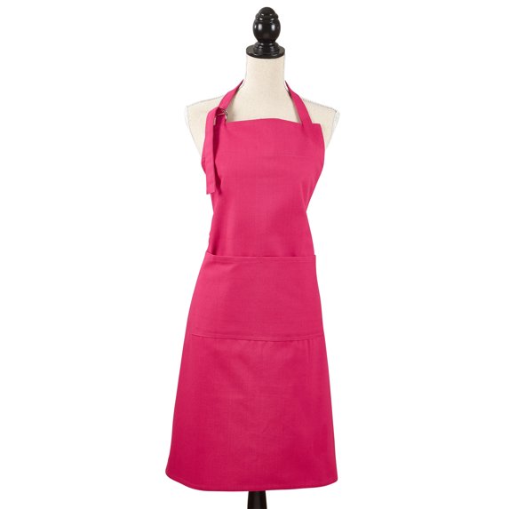Cuisine Denim Cooking Kitchen 100% Cotton Full Sized Apron with Large Single Front Pocket (Fuchsia)