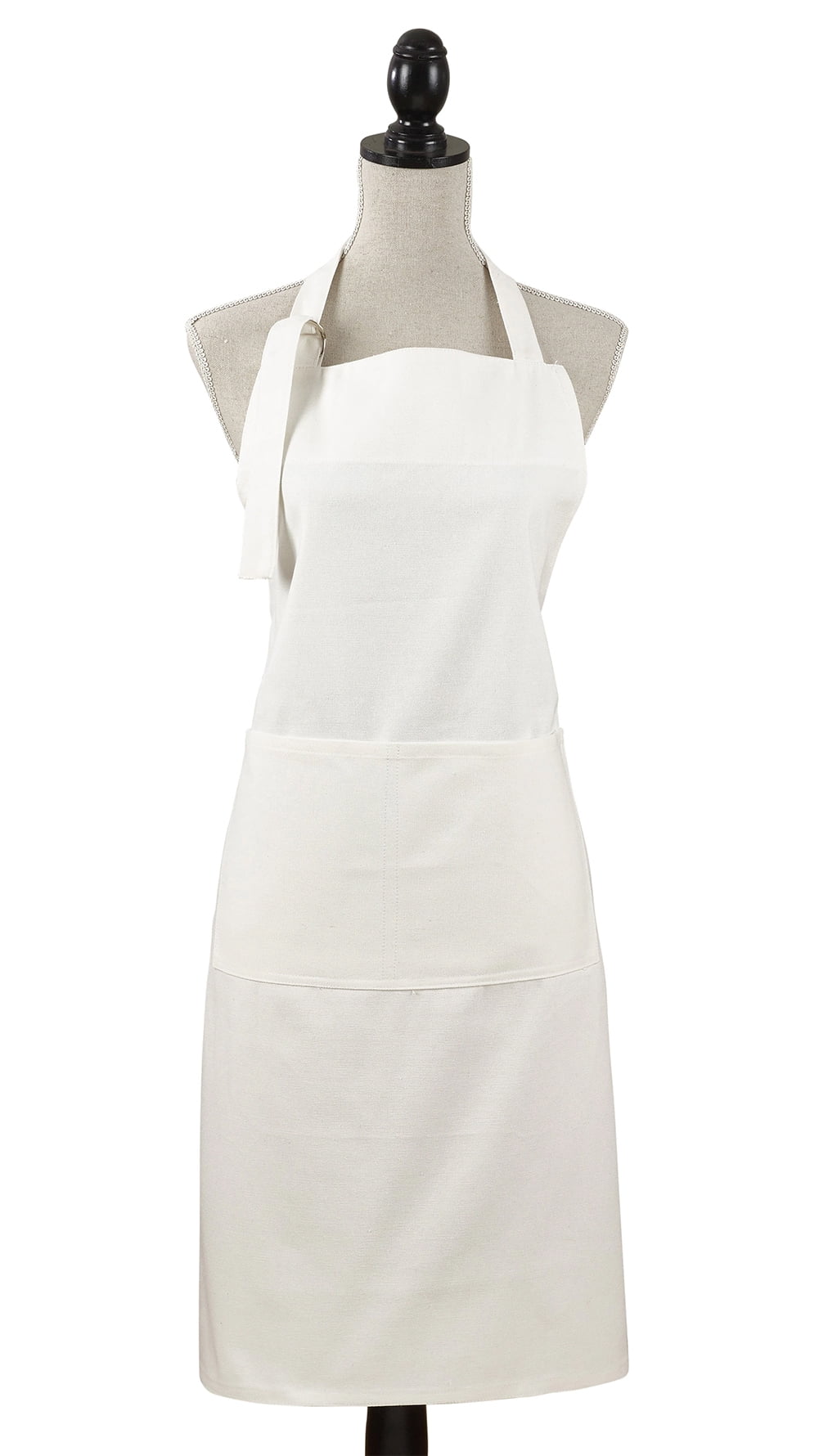 Cuisine Denim Cooking Kitchen 100% Cotton Full Sized Apron with Large Single Front Pocket (White)